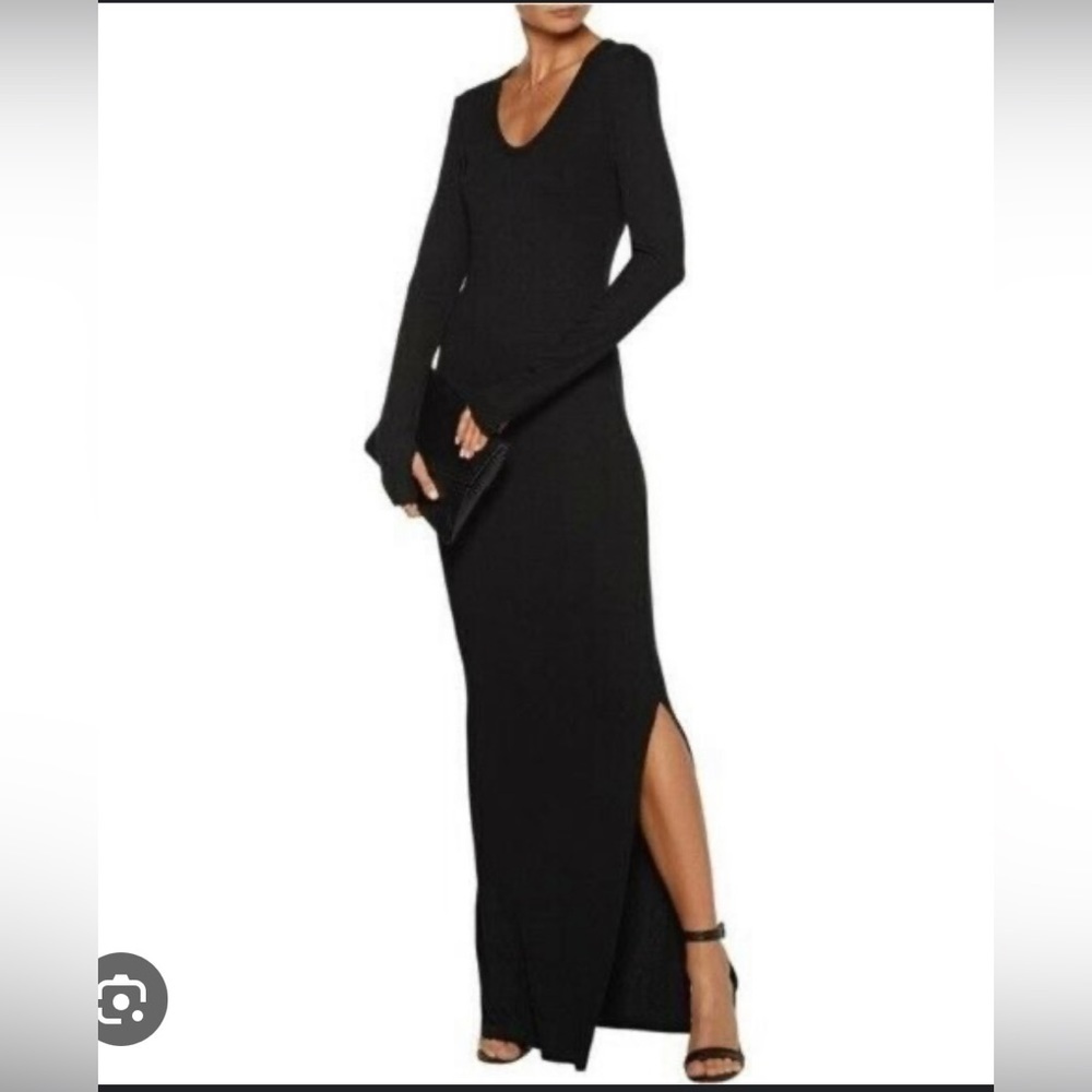 L’AGENCE Black Ribbed Dress//XS